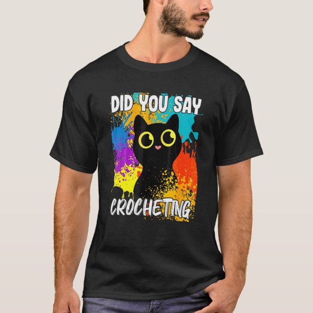 Häkeln Sie schwarze Katze T-Shirt (Vorderseite)