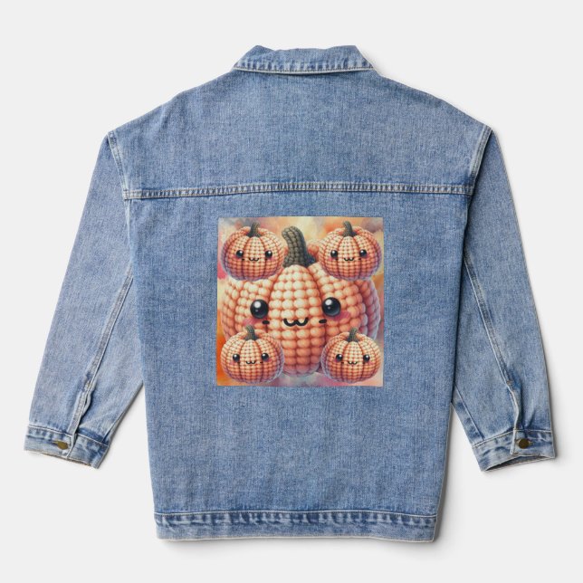 Häkeln Sie süßen Kürbis Jeansjacke (Rückseite)