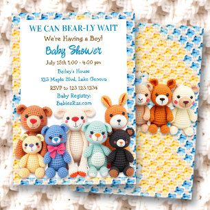 Häkeln von Kuscheltieren Jungen-Baby-Party Einladung