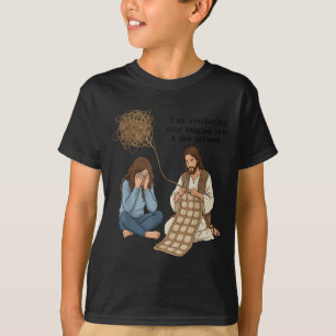 Häkeln von Verhedderungen in ein neues Muster Jesu T-Shirt