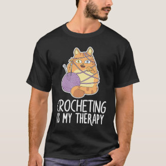 Häkelnde Katze  Garn Nähen Stricken T-Shirt