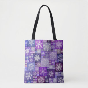 Häkelnde Schneeflocken Lila Digital Patchwork