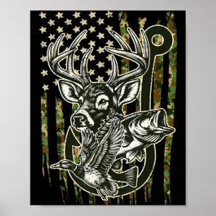 Haken Geweih Herz Liebe Angeln Jagd Fisch Hirsch H Poster