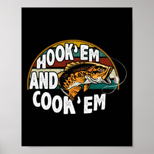 Haken Sie Sie Kochen Sie Angler Vintage Fischer Poster