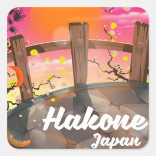 Hakone Japan Blütenposter. Quadratischer Aufkleber