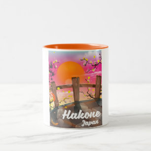 Hakone Japan Blütenposter. Zweifarbige Tasse
