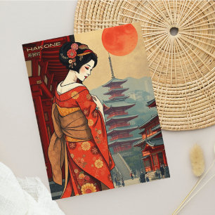 Hakone Japan Maiko Geisha Vintage Retro Postkarte