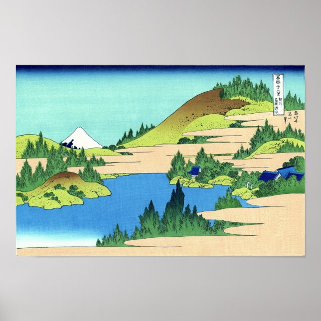 Hakone Lake, Hokusai Japanisch Bildende Kunst Poster (Vorne)
