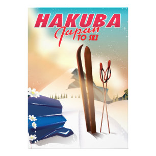 Hakuba Japanisches Reiseplakat. Fotodruck