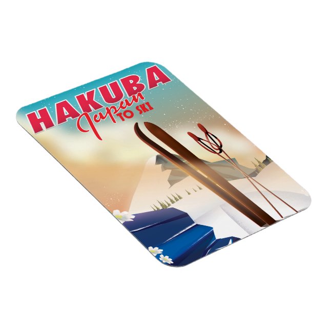 Hakuba Japanisches Reiseplakat. Magnet (Rechte Seite)