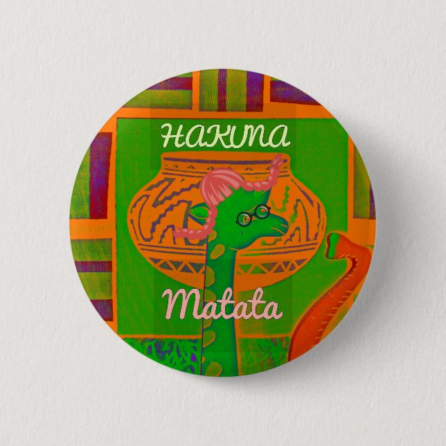 Hakuna Giraffe Art Print Button (Vorderseite)