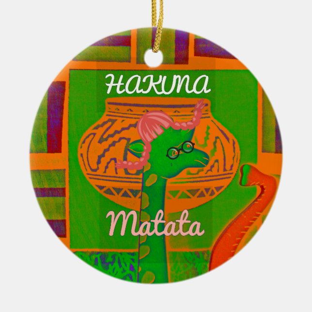 Hakuna Giraffe Art Print Keramik Ornament (Vorne)
