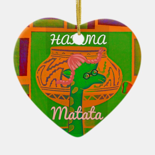 Hakuna Giraffe Art Print Keramikornament (Vorne)