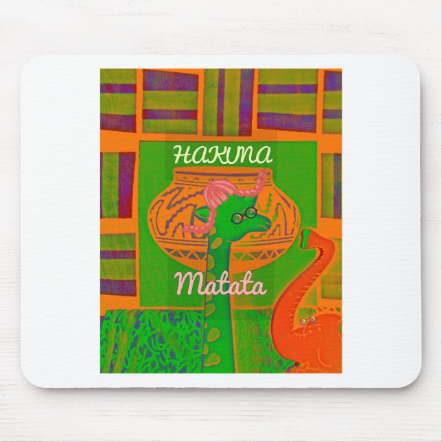 Hakuna Giraffe Art Print Mousepad (Vorne)