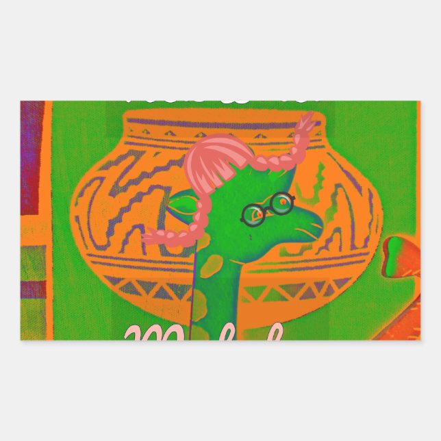 Hakuna Giraffe Art Print Rechteckiger Aufkleber (Vorderseite)