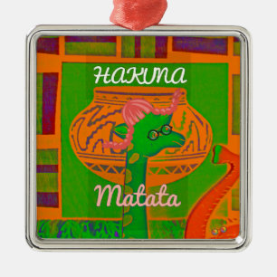 Hakuna Giraffe Art Print Silbernes Ornament