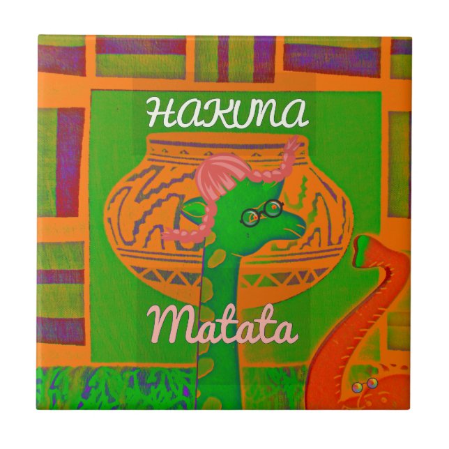 Hakuna Giraffe Kunstdruck Fliese (Vorderseite)