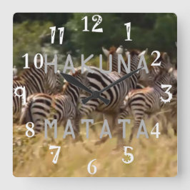 Hakuna Matata coole wild lebende Tiere Quadratische Wanduhr