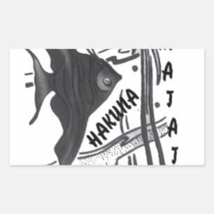 Hakuna Matata Fisch Kunstposter Rechteckiger Aufkleber