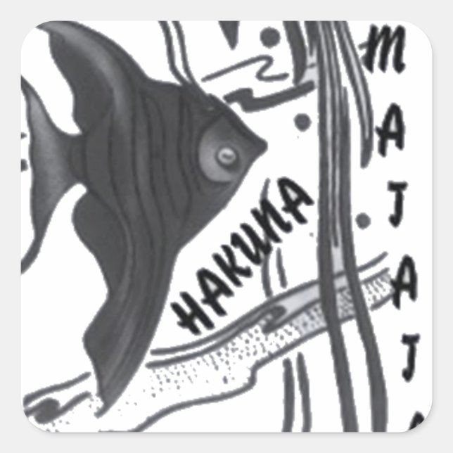 Hakuna Matata Fische Kunst drucken Quadratischer Aufkleber (Vorderseite)