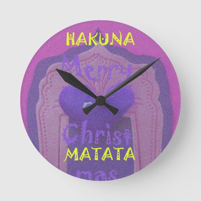 Hakuna Matata frohe Weihnacht-Liebe Design.jpg Runde Wanduhr (Vorderseite)