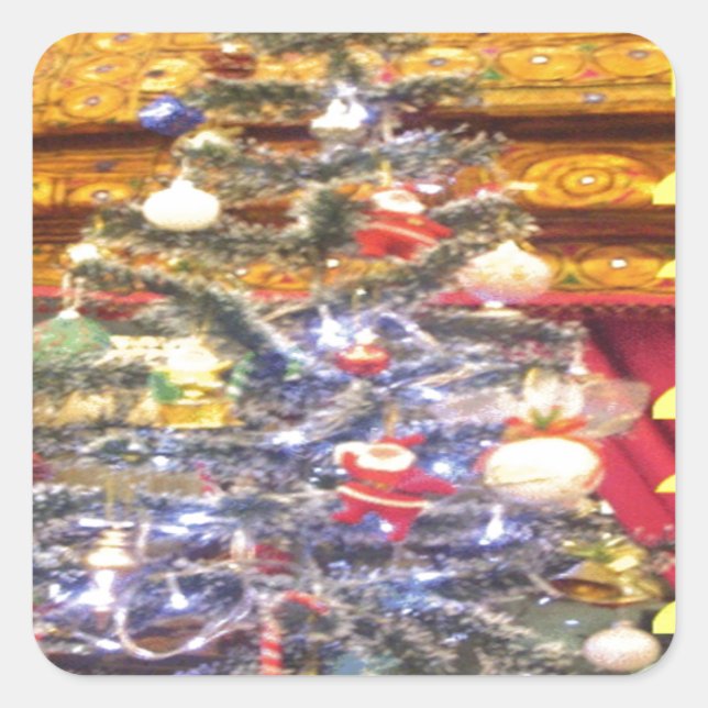 Hakuna Matata Frohe Weihnachten & ein glückliches  Quadratischer Aufkleber (Vorderseite)