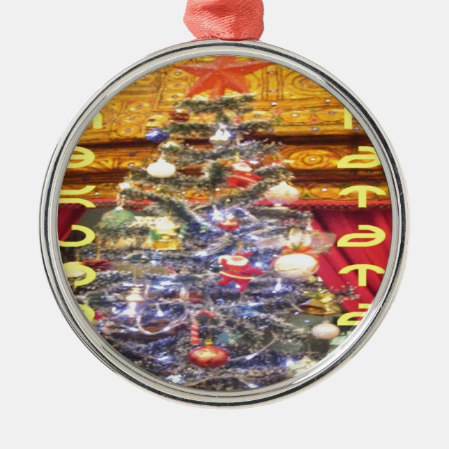Hakuna Matata Frohe Weihnachten & ein glückliches  Silbernes Ornament (Vorne)