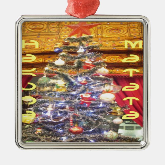 Hakuna Matata Frohe Weihnachten & ein glückliches  Silbernes Ornament (Vorne)