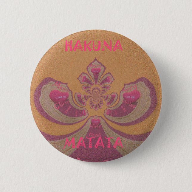 Hakuna Matata Frohe Weihnachten schöne Herzen Desi Button (Vorderseite)