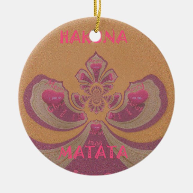 Hakuna Matata Frohe Weihnachten schöne Herzen Desi Keramik Ornament (Vorne)