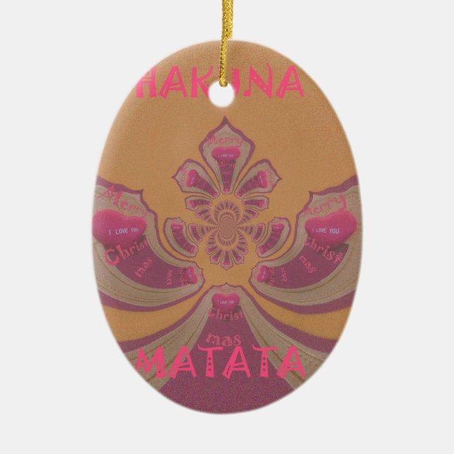 Hakuna Matata Frohe Weihnachten schöne Herzen Desi Keramikornament (Vorne)