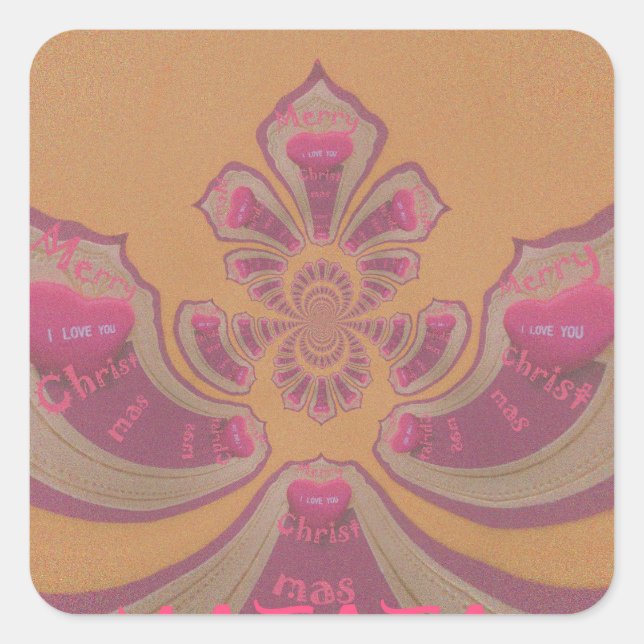 Hakuna Matata Frohe Weihnachten schöne Herzen Desi Quadratischer Aufkleber (Vorderseite)