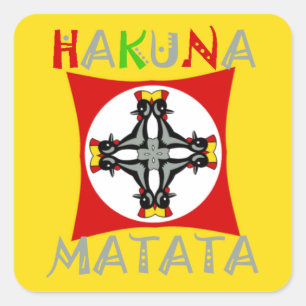 Hakuna Matata Fun Rasta Colors: Lebhaft & sorglos Quadratischer Aufkleber