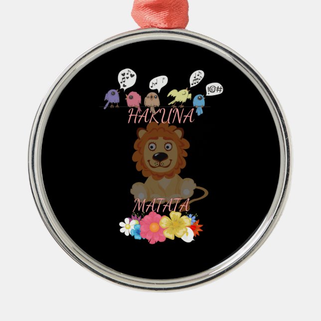 Hakuna Matata Hakunamatata Baby Löwe. Ornament Aus Metall (Vorne)