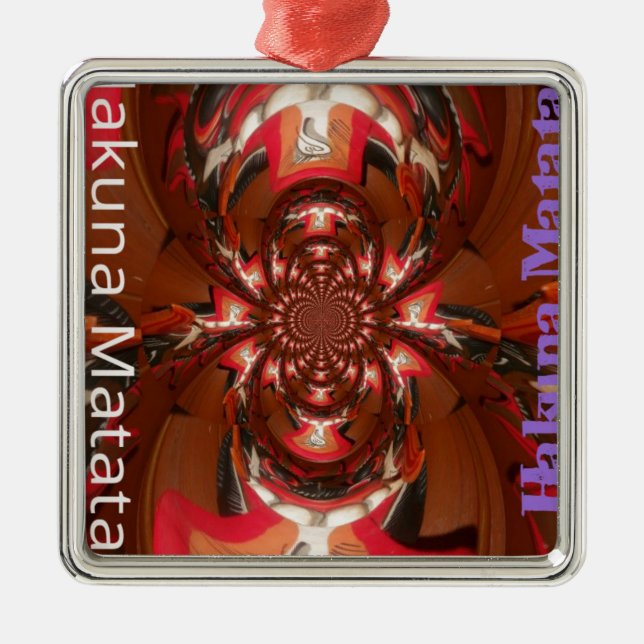 Hakuna Matata Halloween Mask Kaleidoskop Abstrakt Silbernes Ornament (Vorne)