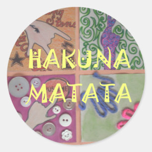 Hakuna Matata Handzeichen Kunst Druck Runder Aufkleber