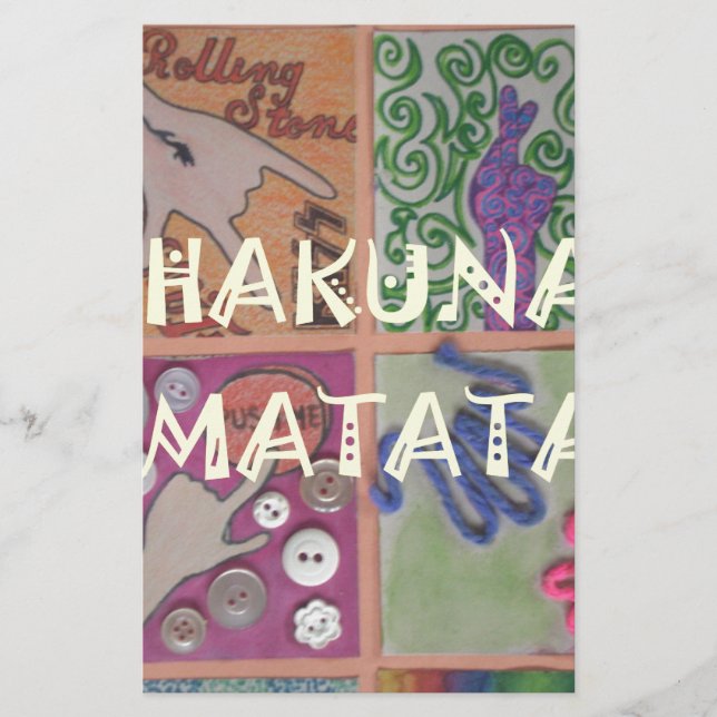 Hakuna Matata Handzeichen Kunst drucken Briefpapier (Vorderseite)