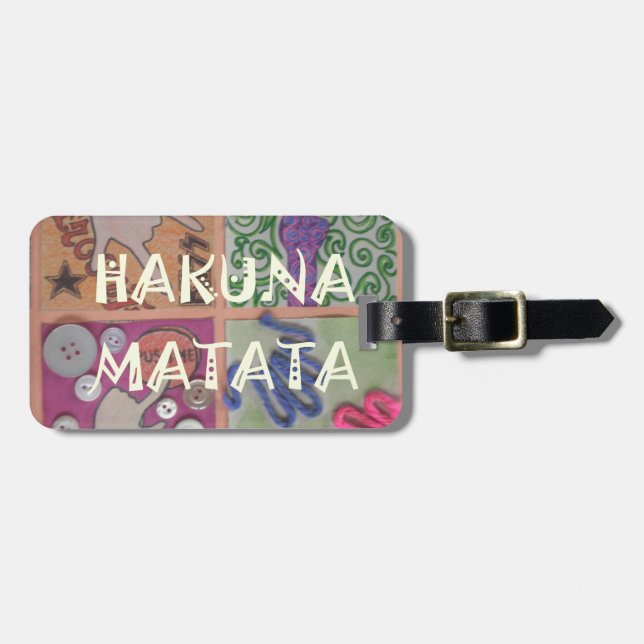 Hakuna Matata Handzeichen Kunst drucken Gepäckanhänger (Vorderseite horizontal)