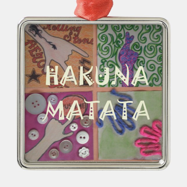 Hakuna Matata Handzeichen Kunst drucken Ornament Aus Metall (Vorne)