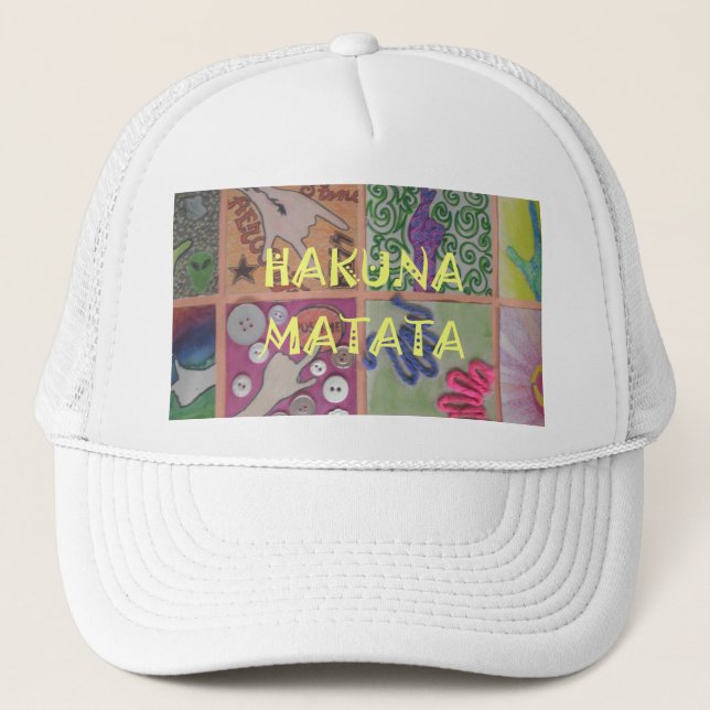 Hakuna Matata Handzeichen Kunst drucken Truckerkappe (Vorderseite)