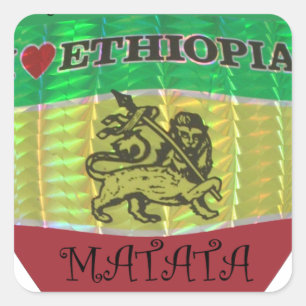Hakuna Matata I Liebe Ethiopia Colors.png Quadratischer Aufkleber