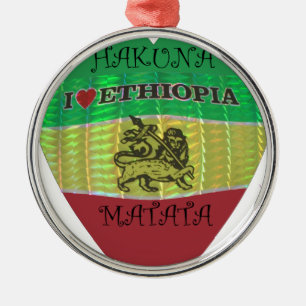 Hakuna Matata I Liebe Ethiopia Colors.png Silbernes Ornament
