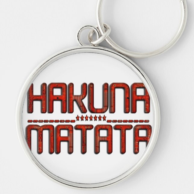 Hakuna Matata in Rot mit Sternen Techno Schlüsselanhänger (Vorne)