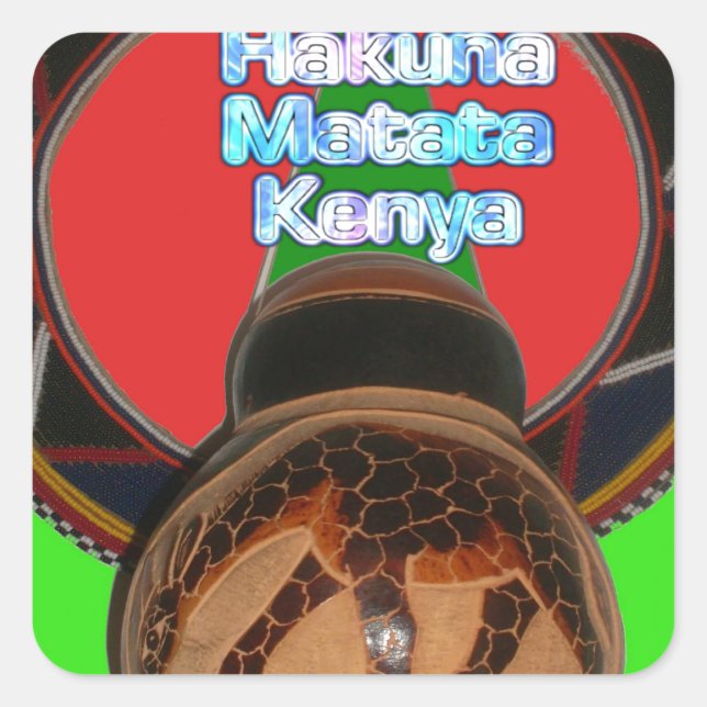 Hakuna Matata Kenya Art Print Quadratischer Aufkleber (Vorderseite)
