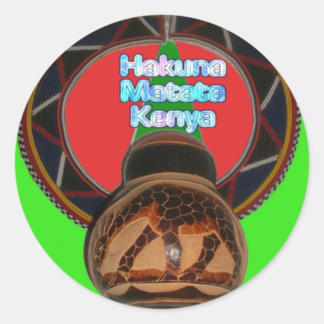 Hakuna Matata Kenya Art Print Runder Aufkleber (Vorderseite)