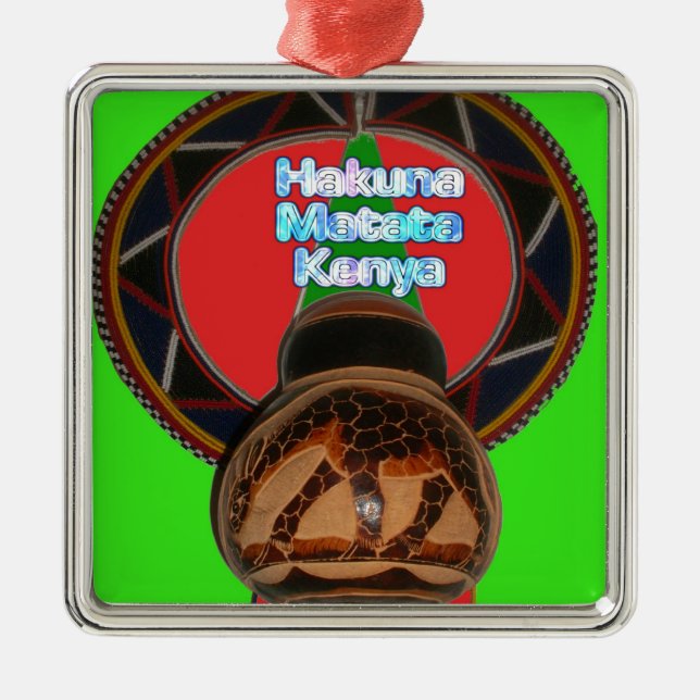 Hakuna Matata Kenya Art Print Silbernes Ornament (Vorne)