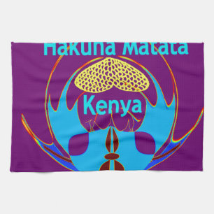 "Hakuna Matata Kenya" Schmetterlingskunst Print/Gr Geschirrtuch