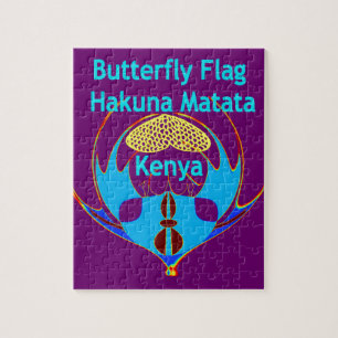 "Hakuna Matata Kenya" Schmetterlingskunst Print/Gr Puzzle