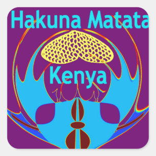 "Hakuna Matata Kenya" Schmetterlingskunst Print/Gr Quadratischer Aufkleber