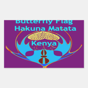 "Hakuna Matata Kenya" Schmetterlingskunst Print/Gr Rechteckiger Aufkleber